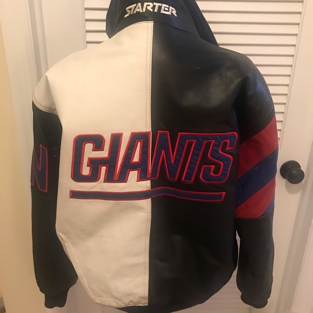 🏈 RARE Vintage Leather GIANTS Bomber Jacket